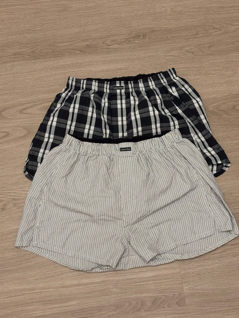 Calvin Klein Black Plaid & White Pinstripe Boxer Shorts - 2-Pack